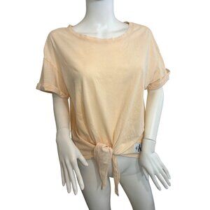 Calvin Klein Jeans Women’s Top T-Shirt M Peach Short Sleeve Round Neck Casual